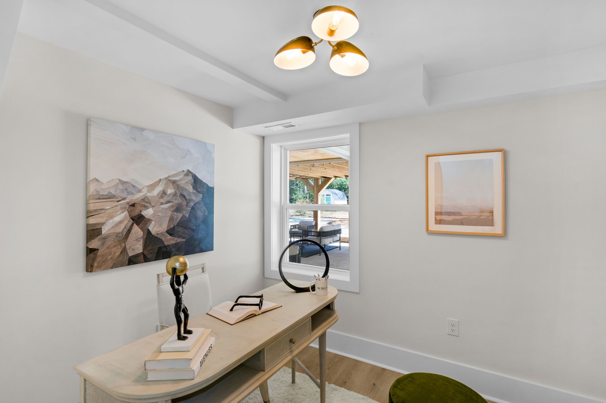 Lower-level office and flex space with a window overlooking the pavilion — Wyanoke by Stillman Properties Charlotte NC